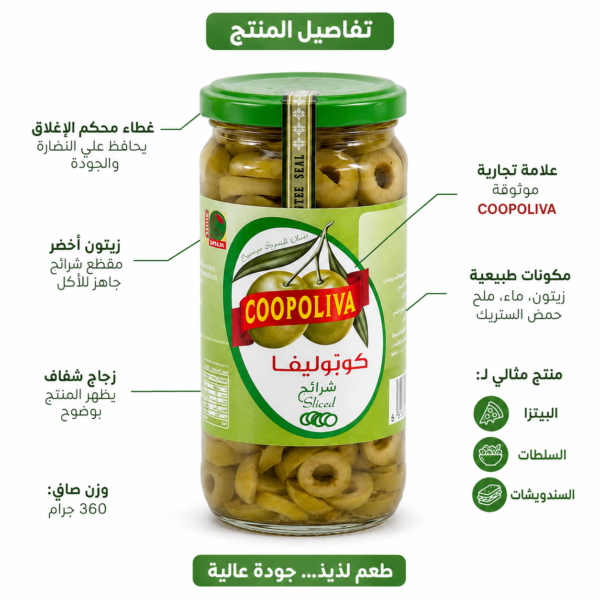 Coopoliva Sliced Green Olives 235g